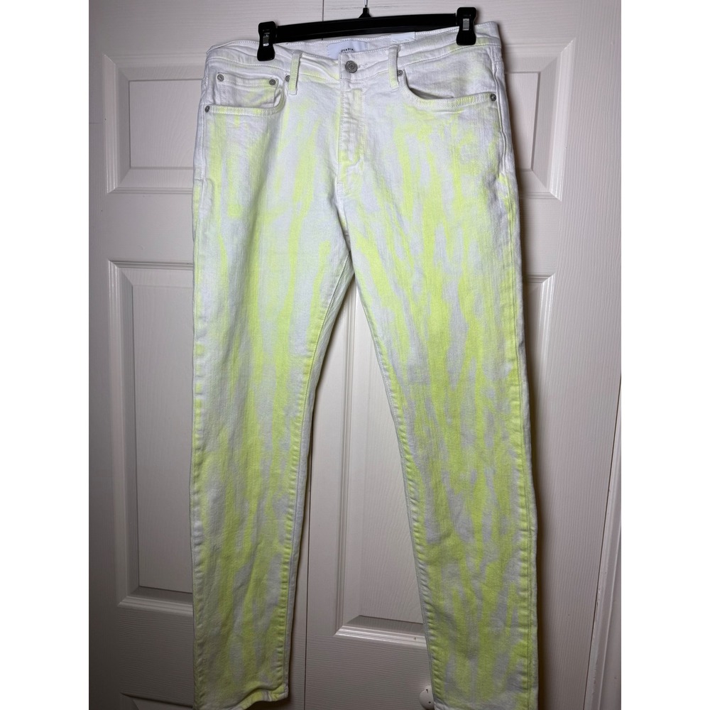 Ovadia New York Slim 002 Jeans Neon Yellow White Tie Dye Mens Size 32 S20
